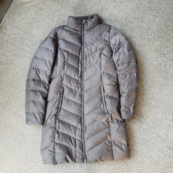 Eddie Bauer EB550  Women's Tall Medium Goose Down Puffer Jacket TAUPE - Picture 5 of 14